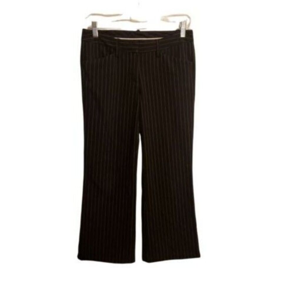 Logan Womens Size 1 Black White Striped Trouser Crop Dress Pants
